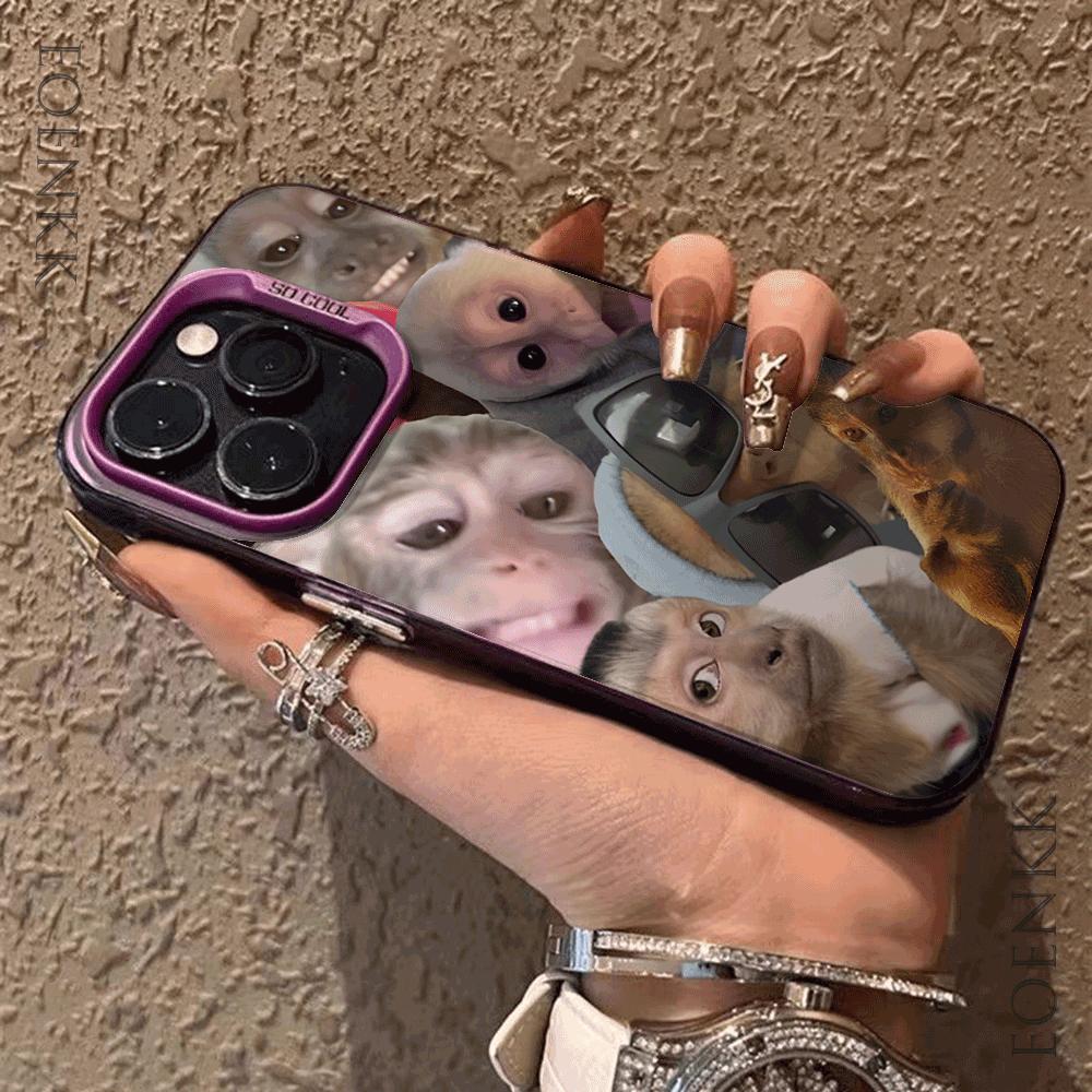 Funny Monkey Hard Phone Case For IPhone 14 15 11 12 13 16 Pro Max 7 8 14 15 Plus 12 13Mini X XS Shockproof Slim Trendy  Cover