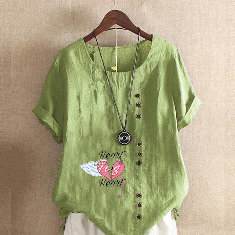 Tricou cu mânecă scurtă pentru femei, cu imprimeu 'Scrisoare de dragoste', Cămașă largă din bumbac, Bluză casual largă de vară, Topuri mărimi mari