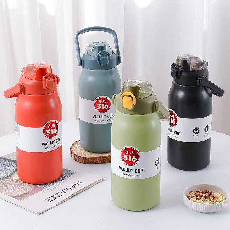 Big Belly Thermos Mug Large Capacity 304 Stainless Steel High-value Children's Straw Water Cup Outdoor Portable Water Bottle