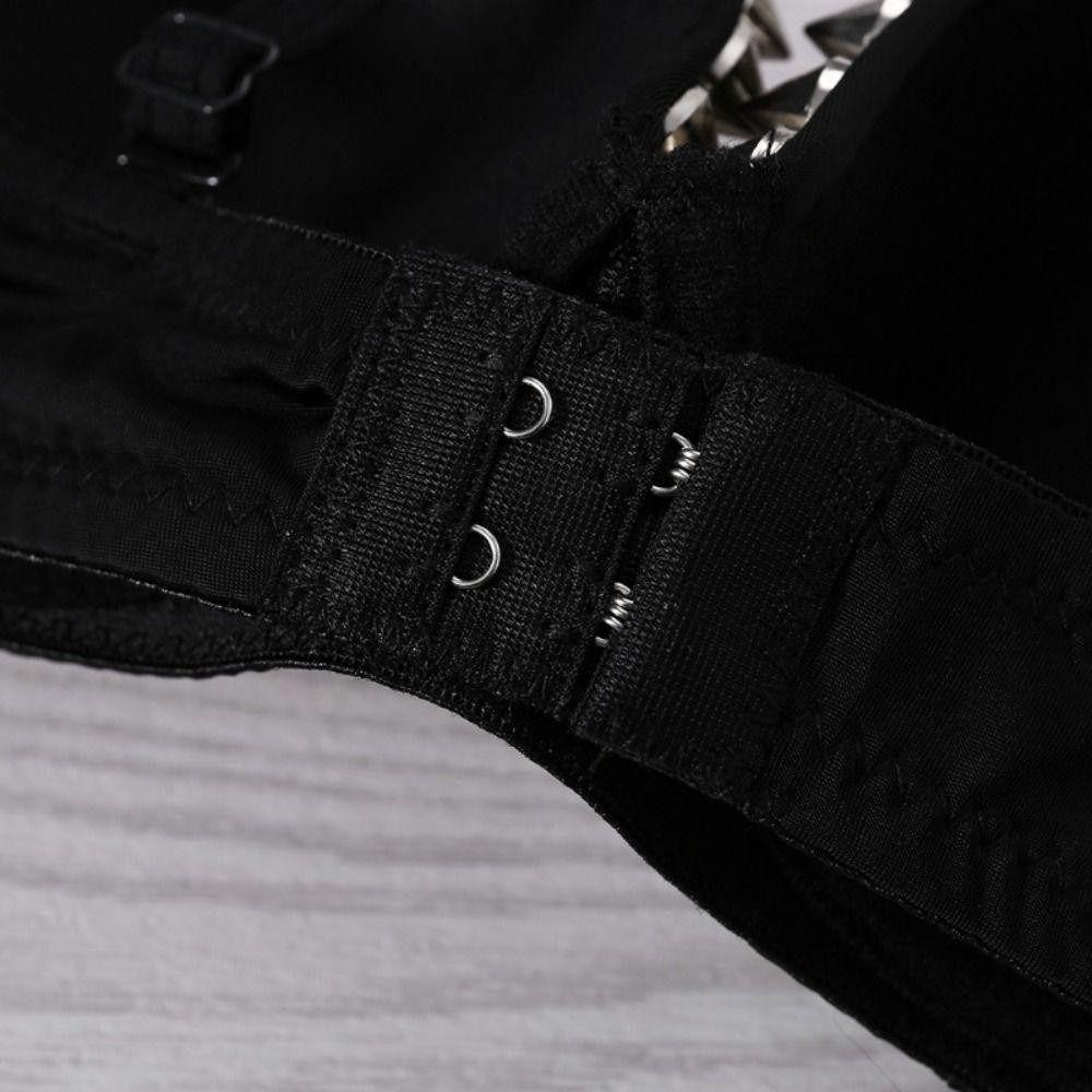 Punk Push Up Bra Deep-V Underwear for Women Fashion Y2k Rivet Bra Summer