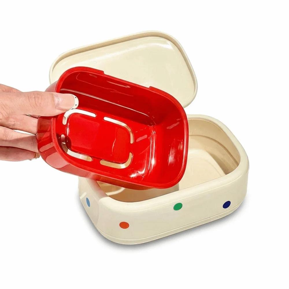 

Creative Dopamine Soap Holder White&red Dot Bow Soap Box Drain Tray Soap Tray Hotel Ornament