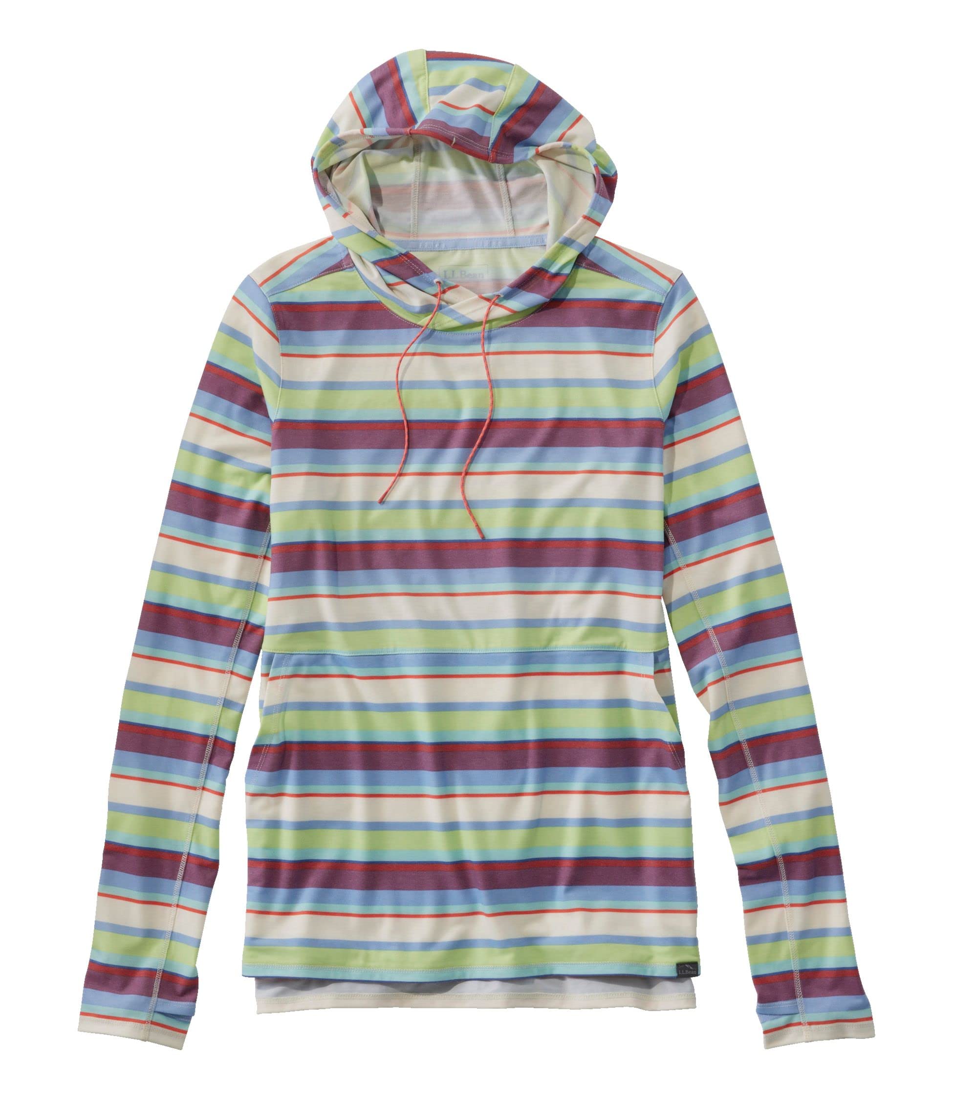 

LL Bean Everyday Sunsmart Hooded Long US Size Malibu Blue Multi 1000165128 Women s Pullover, Sleeve, Striped, Fit, Regular, L, Stripe, Multicolor,