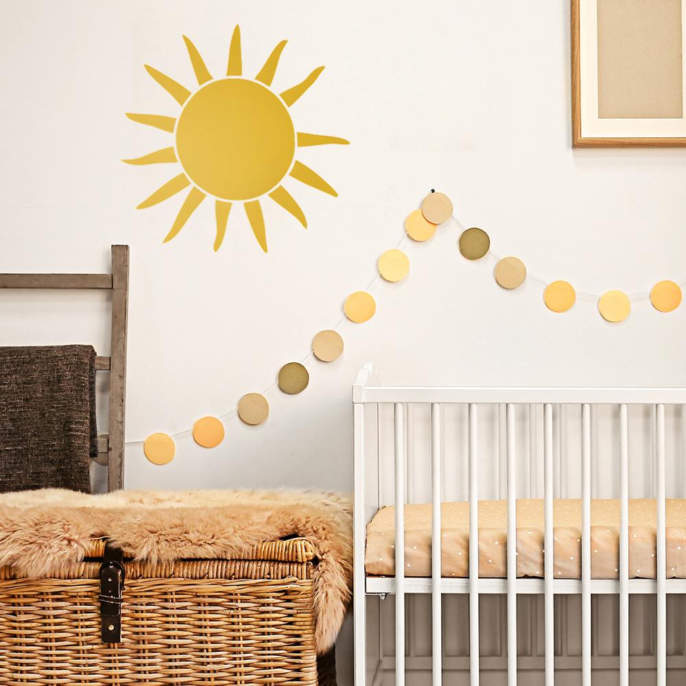 Tecknad Målad Sol Sovrum Vardagsrum Hem Väggbakgrund Försköning Dekoration Väggdekaler
