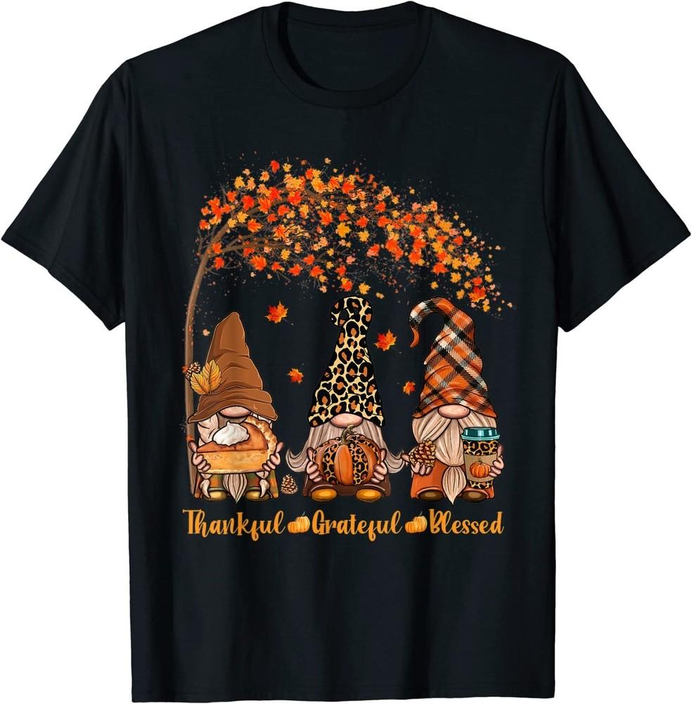 

Thankful Grateful Blessed Gnome Thanksgiving Leopard Unisex S-5XL Unisex T-Shirt XL