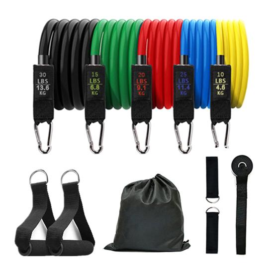 11 Pcs Resistance Bands Set Stretch Exercise Bands with Handles Home Gym Workout Bands Up To 100lbs for Physical Therapy Strength Training