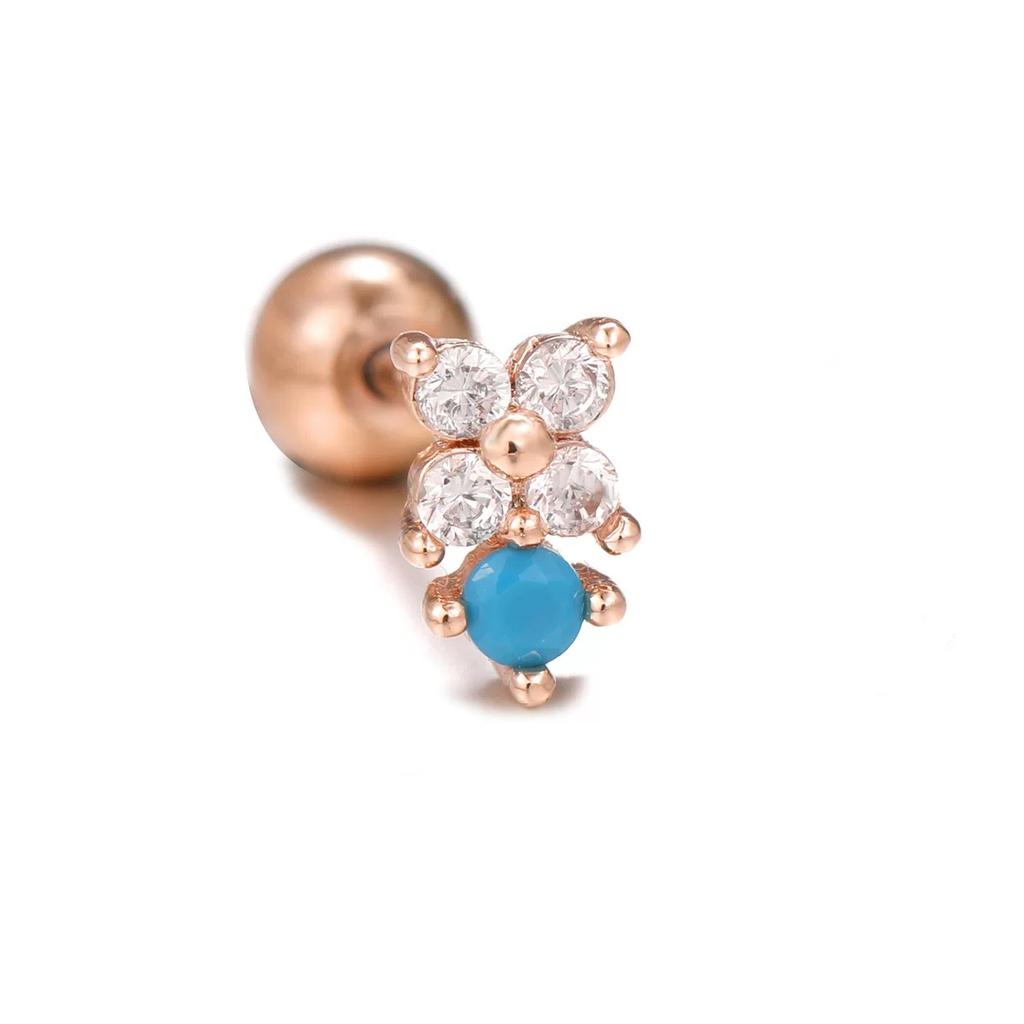 1PC Fashion Moon Ear Cartilage Piercing Earrings Women Stainless Steel Conch Tragus Flower Dinosaur Stud Earrings Body Jewelry