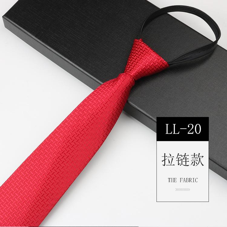 Tie Men'S, Business Zipper Work Security Shirt Striped Red Blue 8Cm Knot Free Easy To Pull