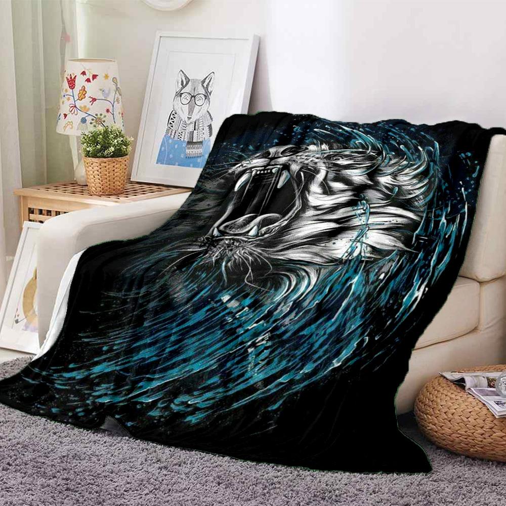 1PC Tiger Water Wave Design Print Blanket, Soft Throw Blanket - Warm & Cozy for Couch, Bed, Office, and Travel yy250912179