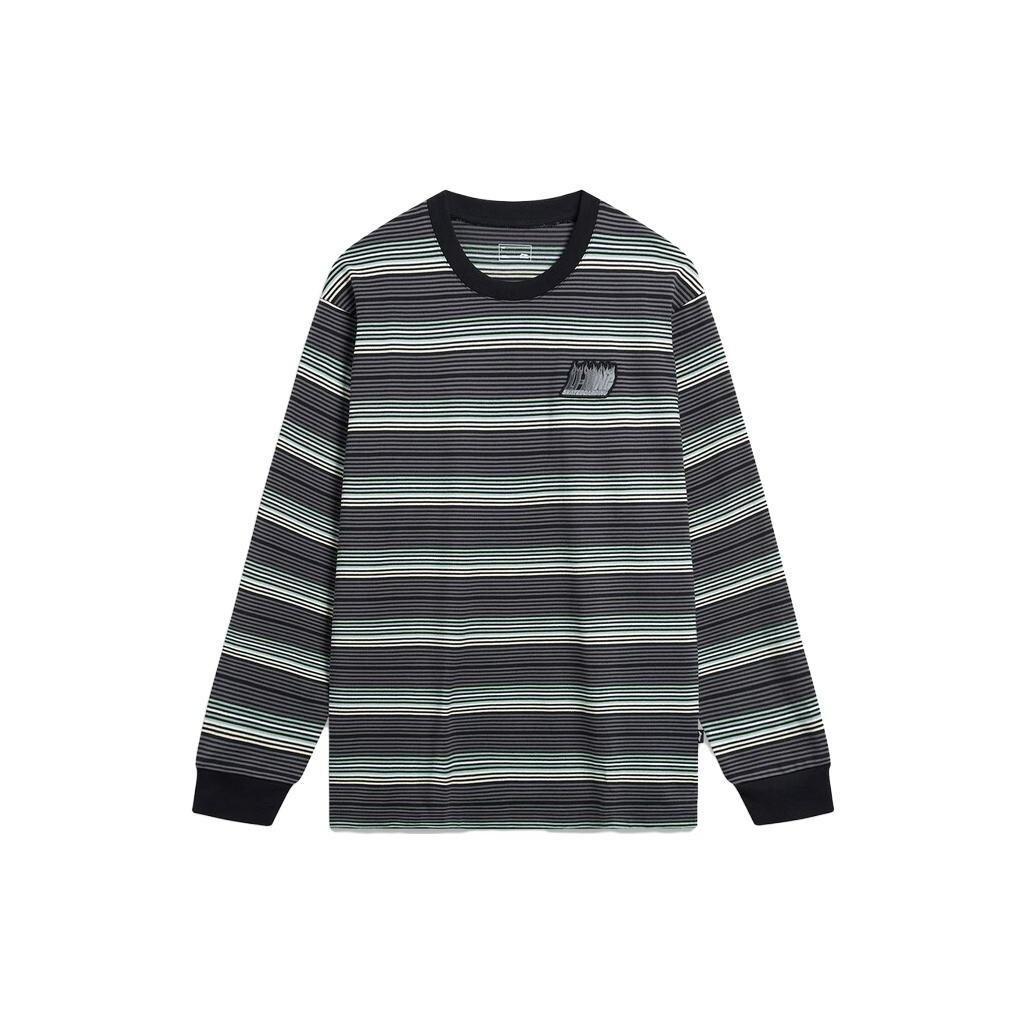 Li-Ning Classic Lifestyle Stripes Long Sleeve Shirt Grey Black Unisex AHST719-4 XL