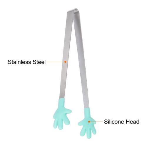 uxcell Mini Food Tongs, 5.67" Hand-Shaped Stainless Steel with Silicone Tips, Small Cooking Tongs, Kitchen Food Tongs, Serving Tongs for Cooking, Gril