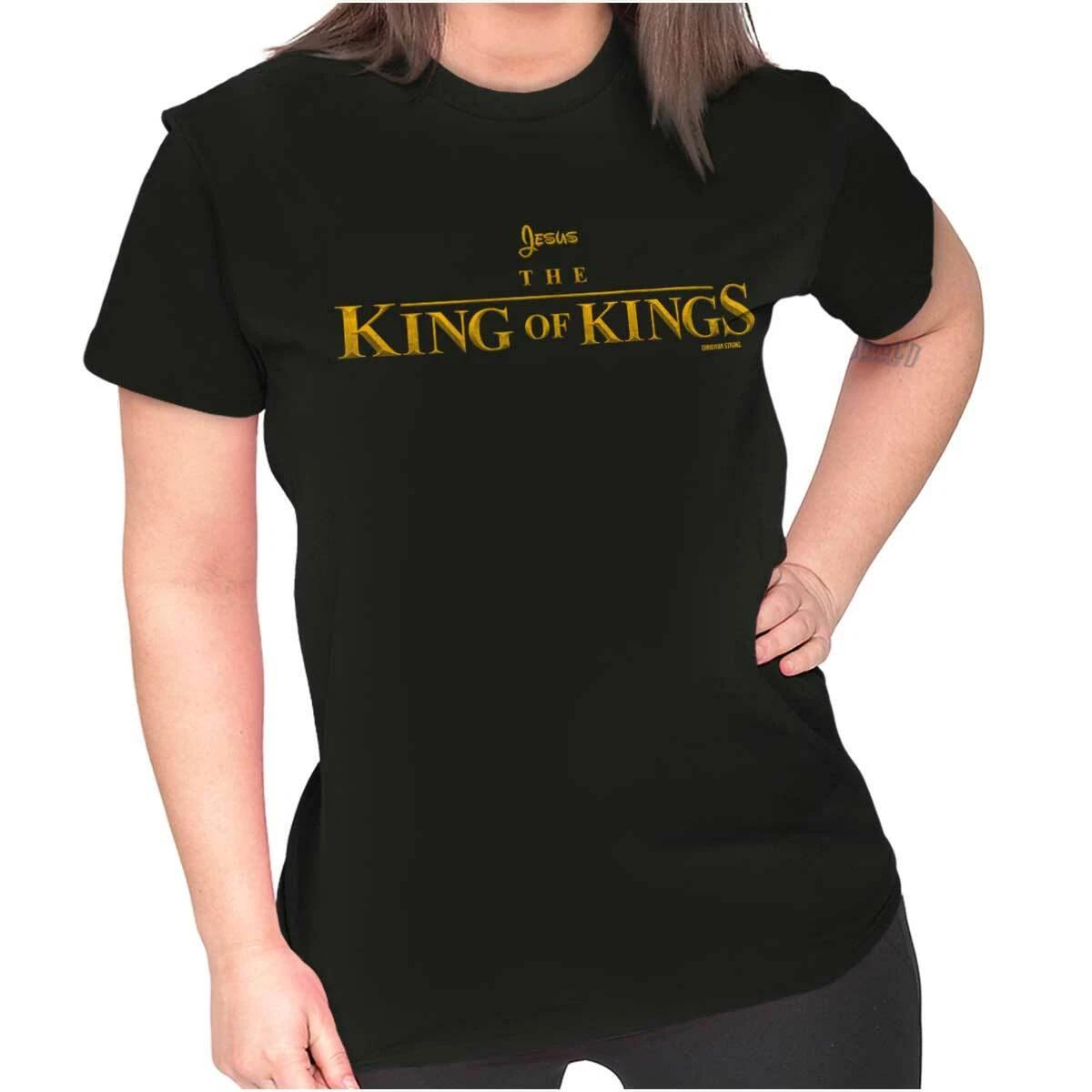 Cool Christian Faith Jesus the King of Kings Womens Top Junior Graphic Tee XL