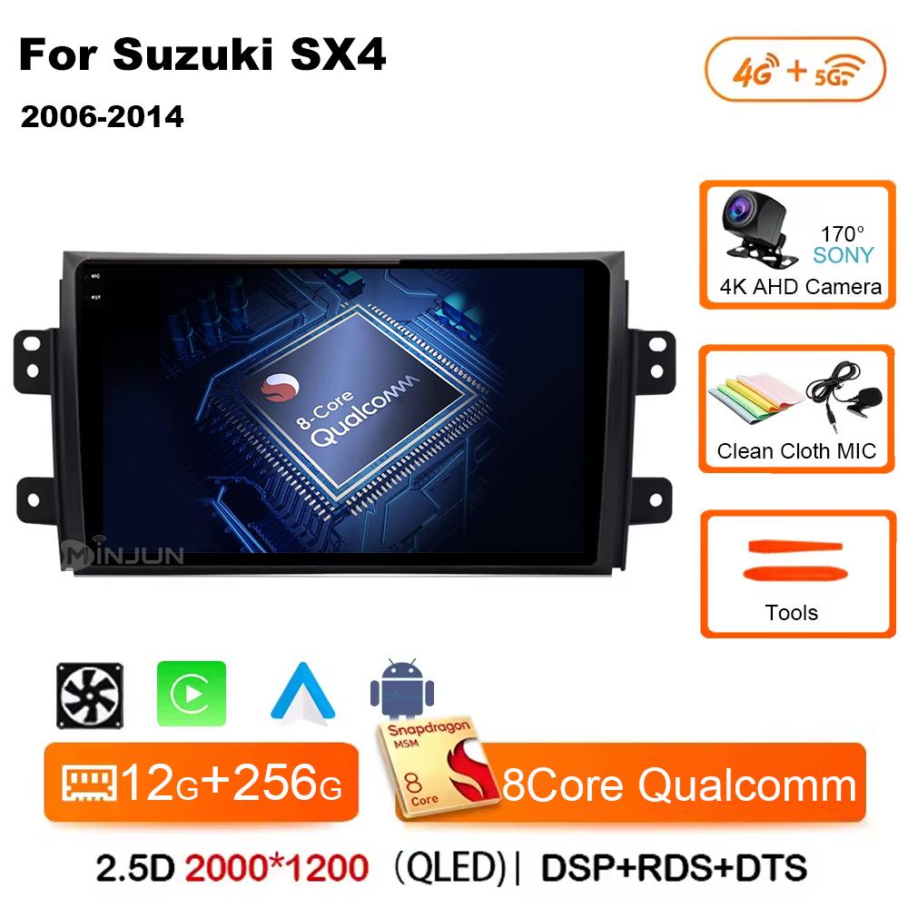 Android 14 Car Radio For Suzuki SX4 2006  2007 2008 2009 2010 - 2014 Qualcomm Wireless Carplay Auto Multimedia Player Navigation