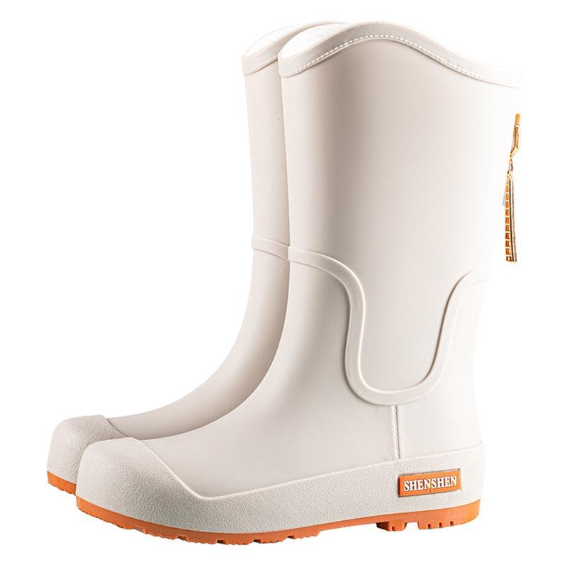Fashion rain shoes women's medium tube waterproof rain boots women's water shoes outer wear rubber shoes overshoes student water boots