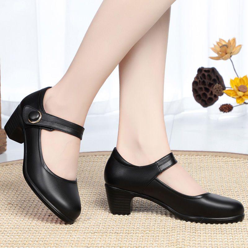 

Женские туфли для танцев из натуральной мягкой кожи на липучке - Нескользящие, на среднем каблуке, на устойчивом каблуке, рабочие туфли для весны и осени 35