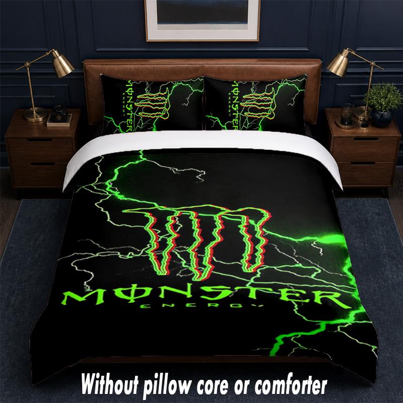 Set Biancheria da Letto Design Monster Energy 1 Copripiumino + 2 Federe Morbido Traspirante Biancheria da Letto per la Casa