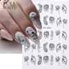 Nail Art Stickers Ins Spring Black And White Art Facial Makeup Lines Floral Adhesive Nail Stickers