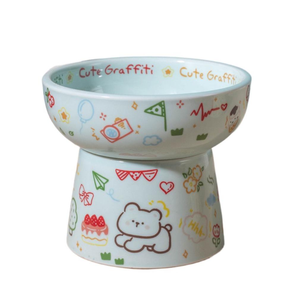 

Милая миска для домашних животных с высокой ножкой, керамическая кормушка для домашних животных, миска для кошек, защита шеи Style 2