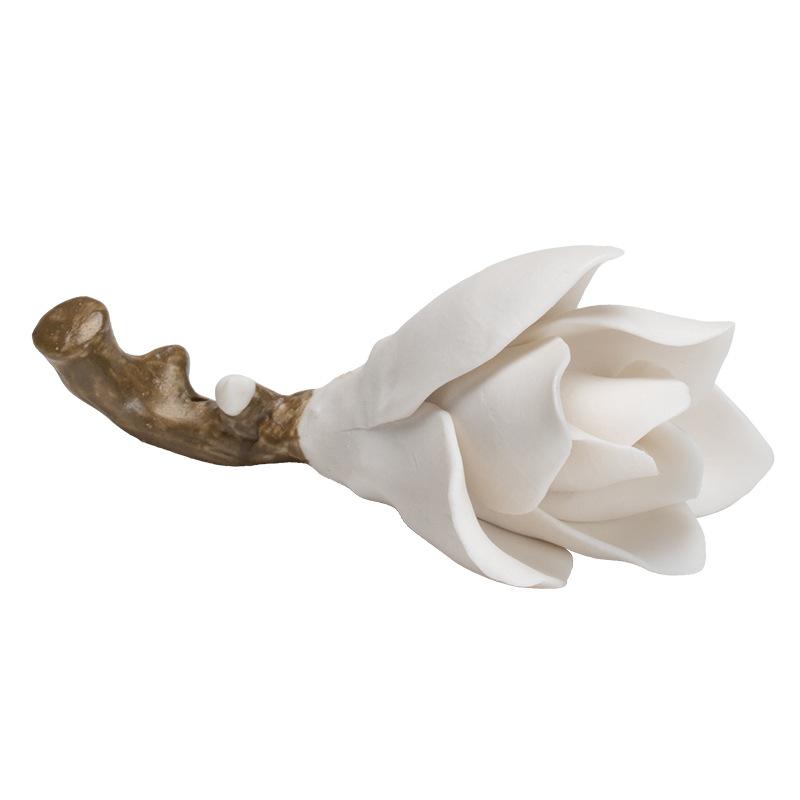 Handmade Magnolia Ceramic Sculpture with Incense Holder Zen Tea Table Decor for Study Room Garden and Gift Idea