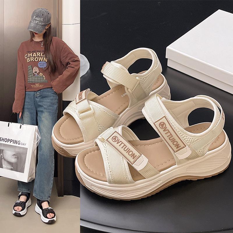 

Sports platform sandals women s new summer casual Velcro women s shoes fashion wear beach shoes women 40 хаки