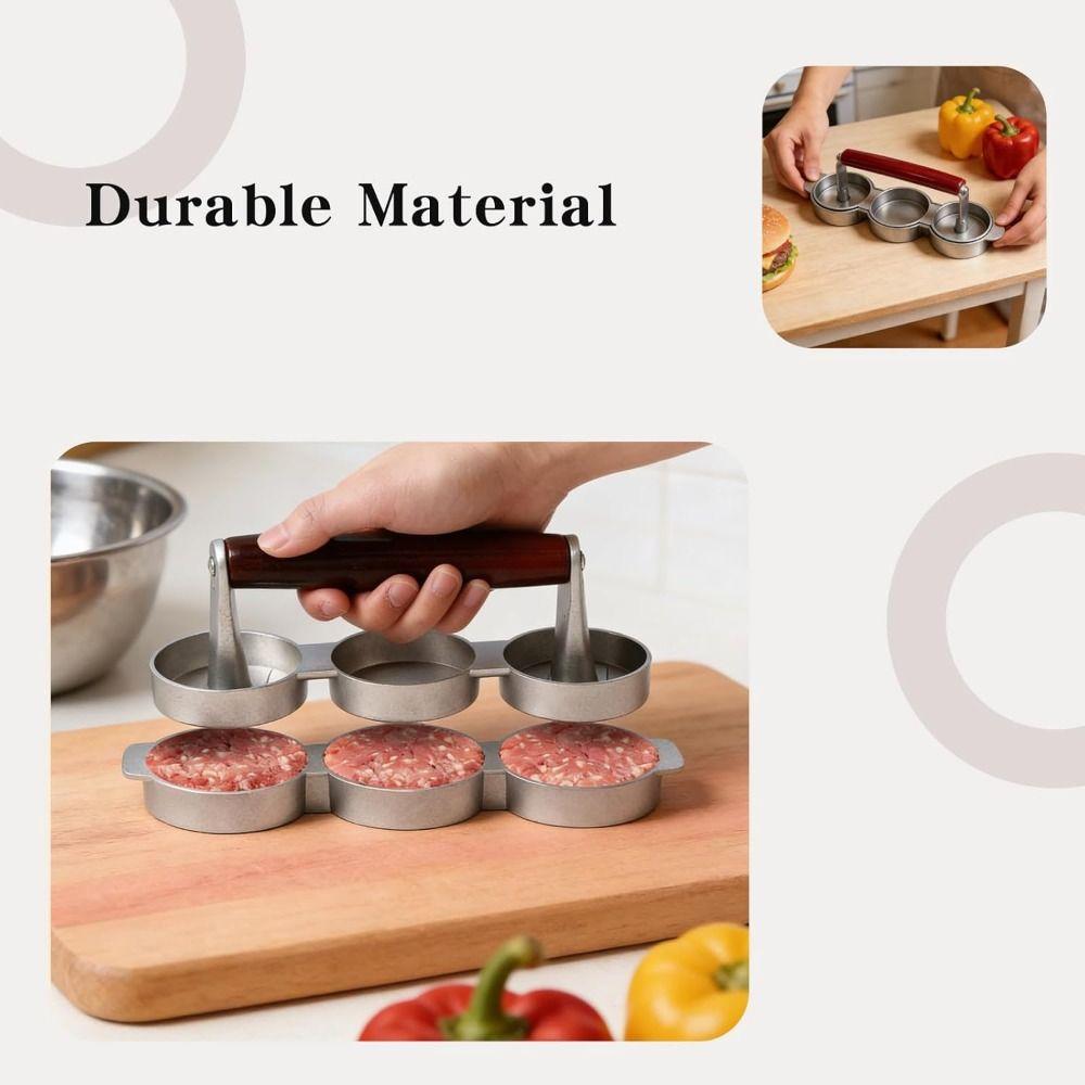 Non-Stick Coating Mini Burger Press 3 Patties Capacity Hamburger Patty Mold  Cooking