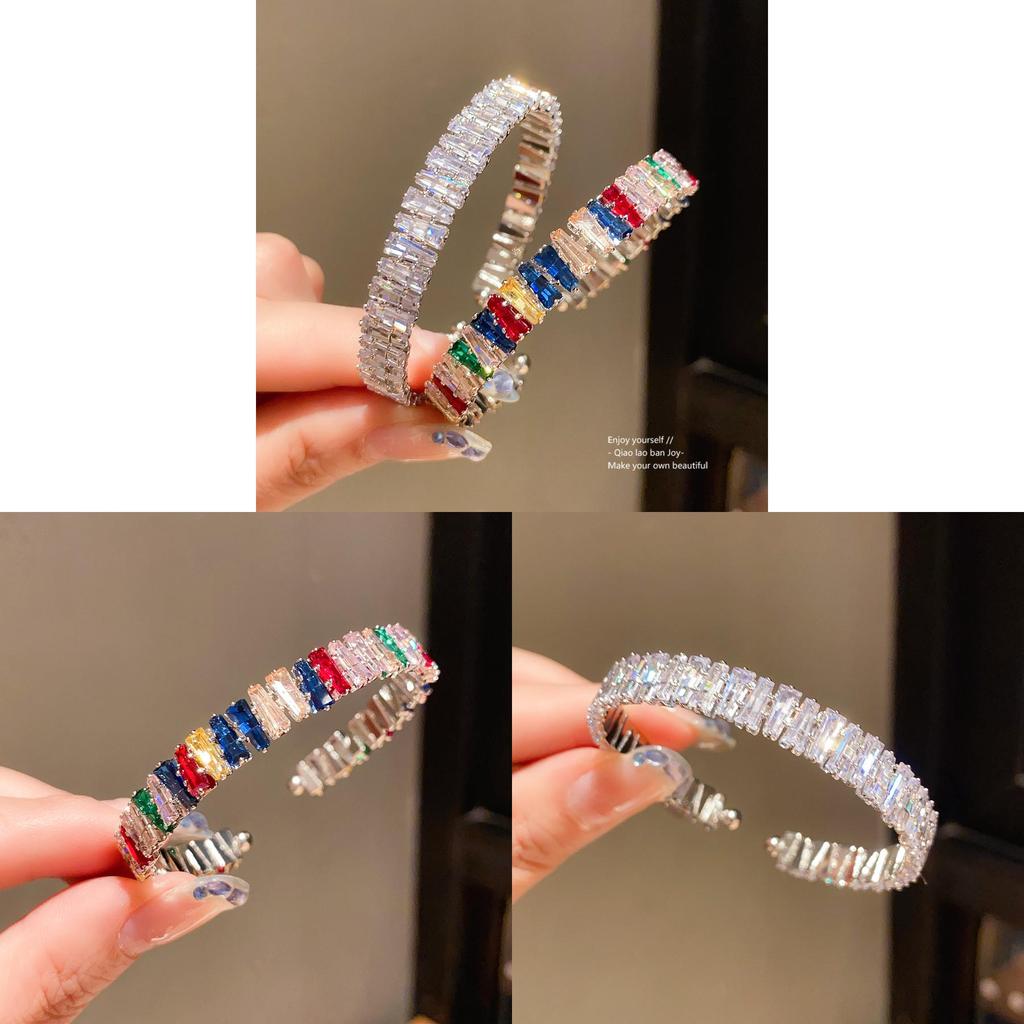 Unisex Silver Copper Zirconium Cuff Jewelry With Geometric Design For Daily Fashion