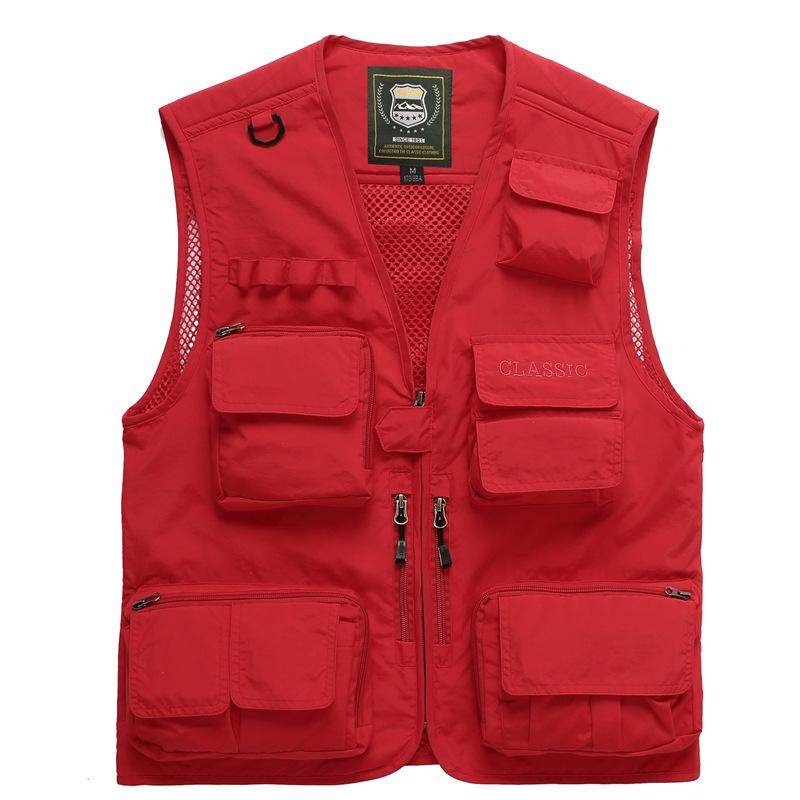 Vestă de pescuit pentru bărbați, cu buzunare multiple, pentru exterior, cu logo personalizat, disponibilă și mărimi mari