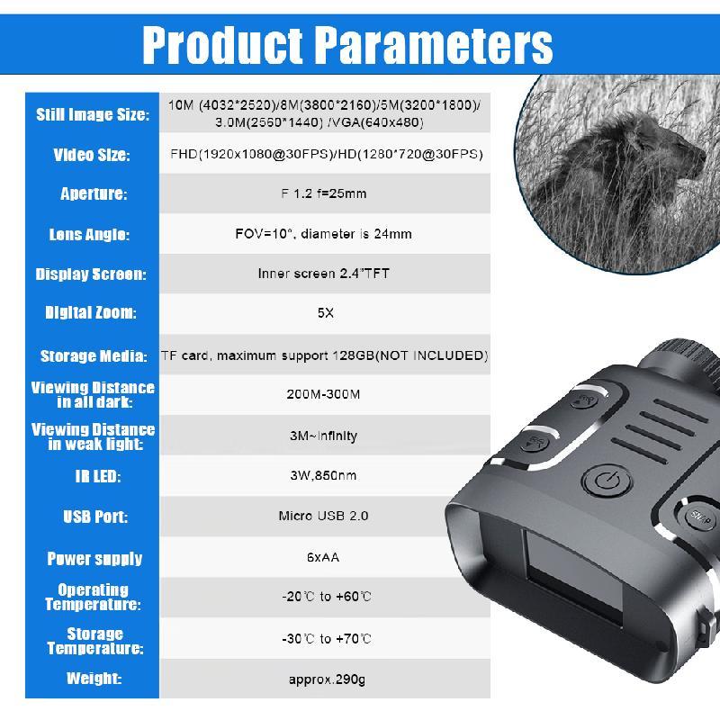 UYANGG R18 5X 1080P HD Night Vision Binocular Level 300M Infrared Digital Zoom Telescope Night Goggle for Hunt Camp Surveillance