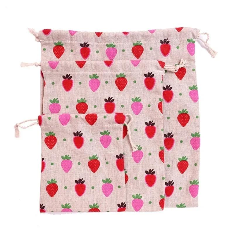 Creative Pattern Printed Cotton Handbag Bundle Pocket Drawstring Gift Bag Bundle Mouth Storage Bag Xmas Gift Bags Wholesale