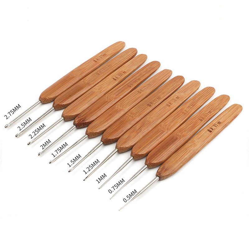 Bamboo Handle Crochet Diy Hand-Knitting Tools Household Set Wool Needle Round Head Hook Sweater Needle Complete Set Of Needles