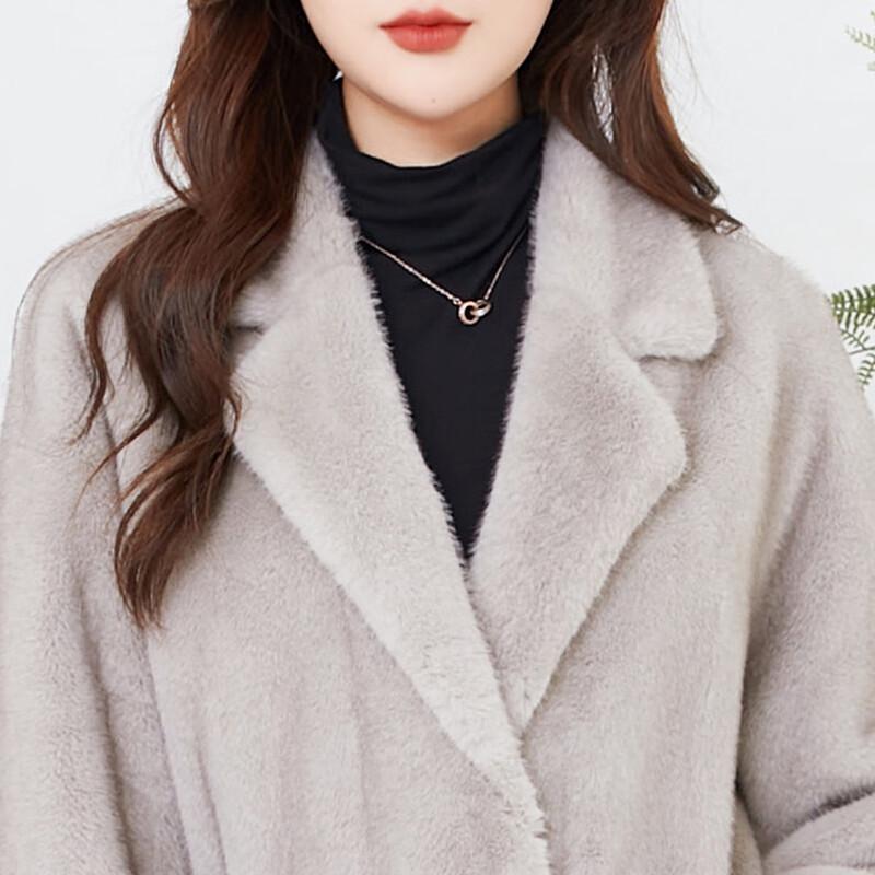 KAISER Women's Elegant Long Faux Fur Lapel Coat