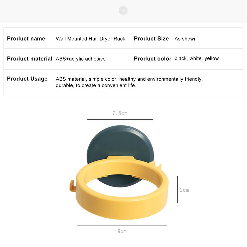 Föhnhalter Wandmontiert Stanzfrei Föhngestell für Schönheitssalon Heimgebrauch(Blau Gelb )