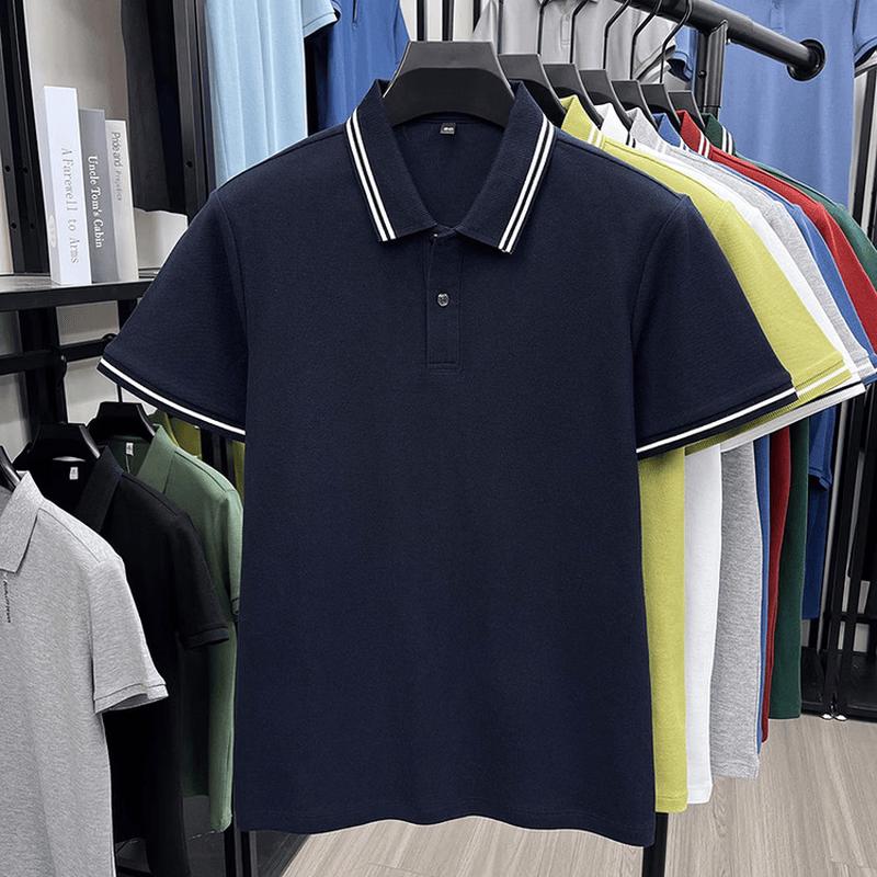 

Men s Casual Double Stripe Short Sleeve Polo Shirt XL
