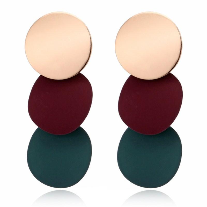 Trendy Gold Round Metal Statement Earrings For Women Unique Black Stud Earrings Vintage Party Wedding Punk Jewelry