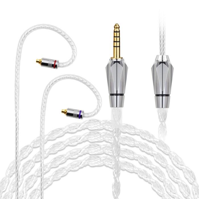 Okcsc SJ Recable MMCX Cable – Earphone Cable 4-Core 5N Silver-Plated Copper SE Series – for SE215, SE535, XBA-A2, Etc. – Approx. 1.2m,