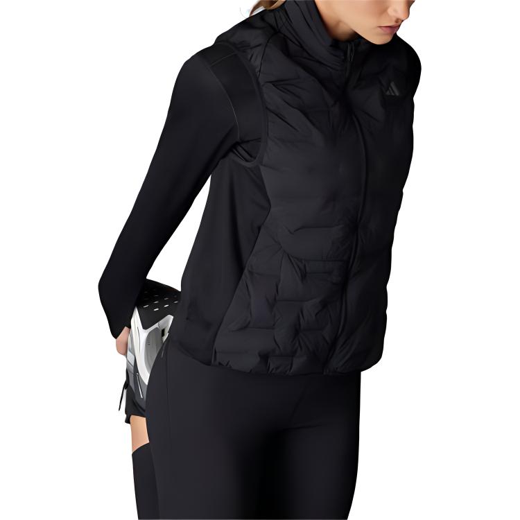 adidas Adizero Laufweste mit Polsterung Slim Fit Reißverschlusskragen Ärmellose Weste Damenwesten Schwarz IX2823
