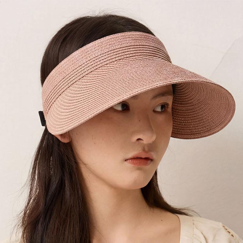 Straw Sunscreen Hat Women's Summer Vacation Empty Top Straw Hat Rollable Large Brim Uv Protection Sunshade Hat