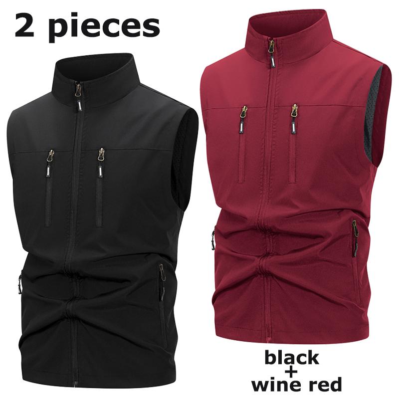 Men's Lightweight Softshell Vest with Zipper Pockets Windproof Sleeveless Jacket for Hiking Golf Outdoor Outwear Windbreaker