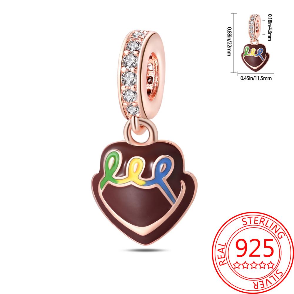 Delicious Food Copper Doughnut Cake Dessert Fruit Fine Wine Bead Pendant Fit Bracelet Necklac Boutique Jewelry Gift