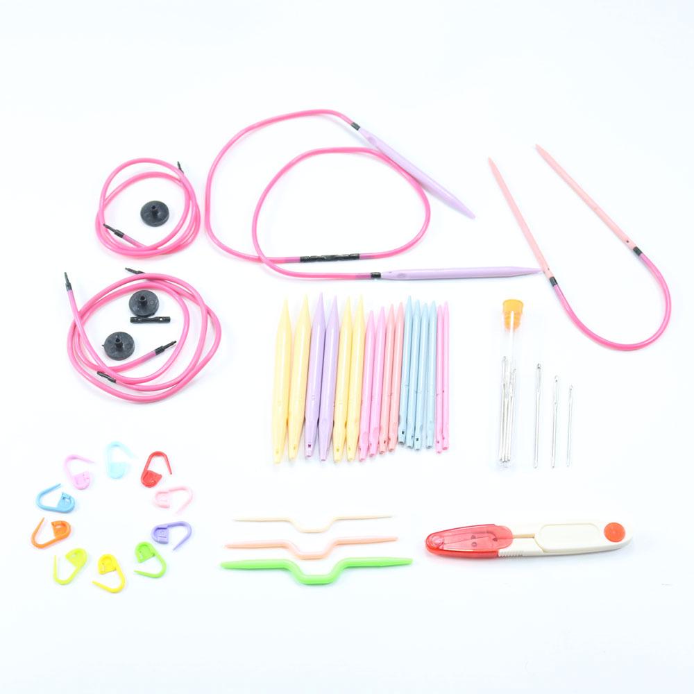 Interchangeable ABS Plastic Circular Knitting Needles Set - 10 Pairs