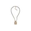 CHANEL Double C gold metal calfskin rhinestone necklace men and women same style couple model