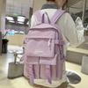 Solid Color Schoolbag Women's Large Capacity Travel Backpack Student Backpack