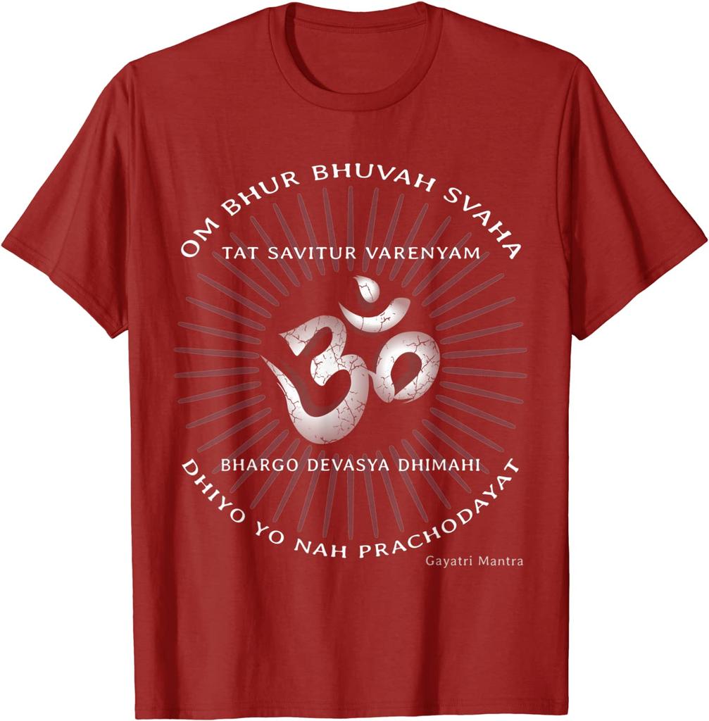 Gayatri Unisextra Shirt Om Symbol Spiritual Indian Sanskrit T Shirt Short Sleeve 100 Cotton Casual Tshirts Loose Top Size S3XL