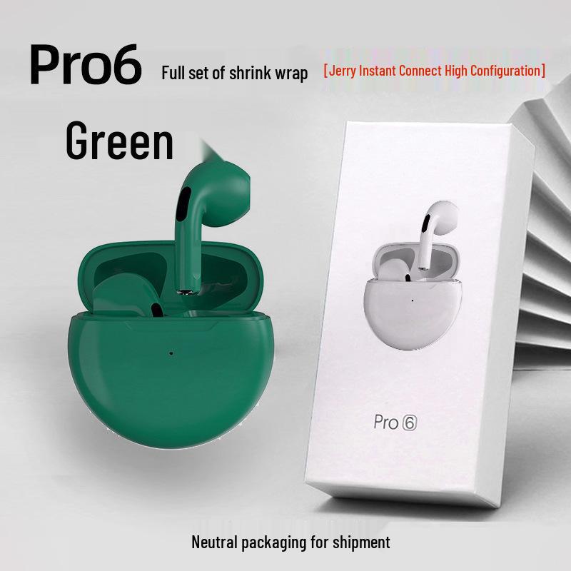 Pro6 6th Gen True Stereo Bluetooth TWS Earphones with Touch Control & Noise Reduction for Sports