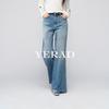 YALIDA Women's High Waist Light Blue Flare Jeans