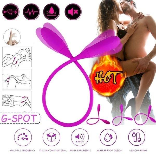 Rechargeable Dual Vibrator 7 Speeds Double Head Jump Egg Bullet Dildo Vibrator Anal Butt Plug Adult Sex Toy For Couple Men Women