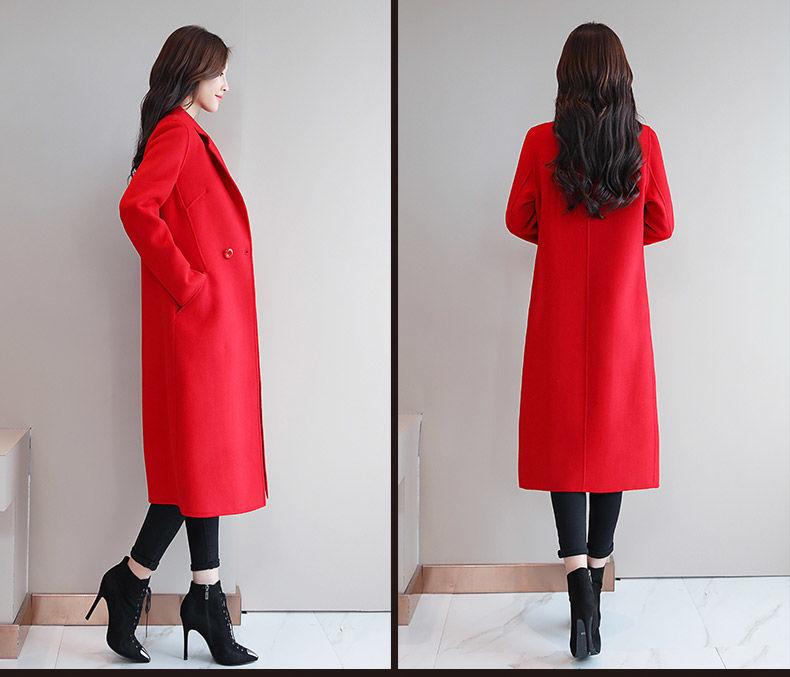 2025 Women's Woolen Mid-Length Overcoat - Autumn Winter Korean Style, Plus Size, Loose Fit