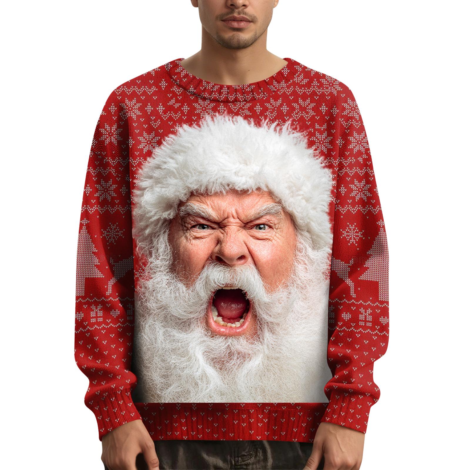 

Мужской рождественский свитер с принтованным воротником XL