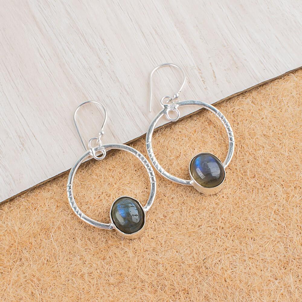 

Лабрадорит Драгоценный камень 925 Стерлинговое серебро Ручная работа Ювелирные изделия Серьги 1,37 Для нее EE-67-26