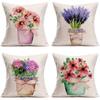 Plant and Flower Hydrangea Printed Linen Pillowcase Home Sofa Living Room Bedroom Pillowcase