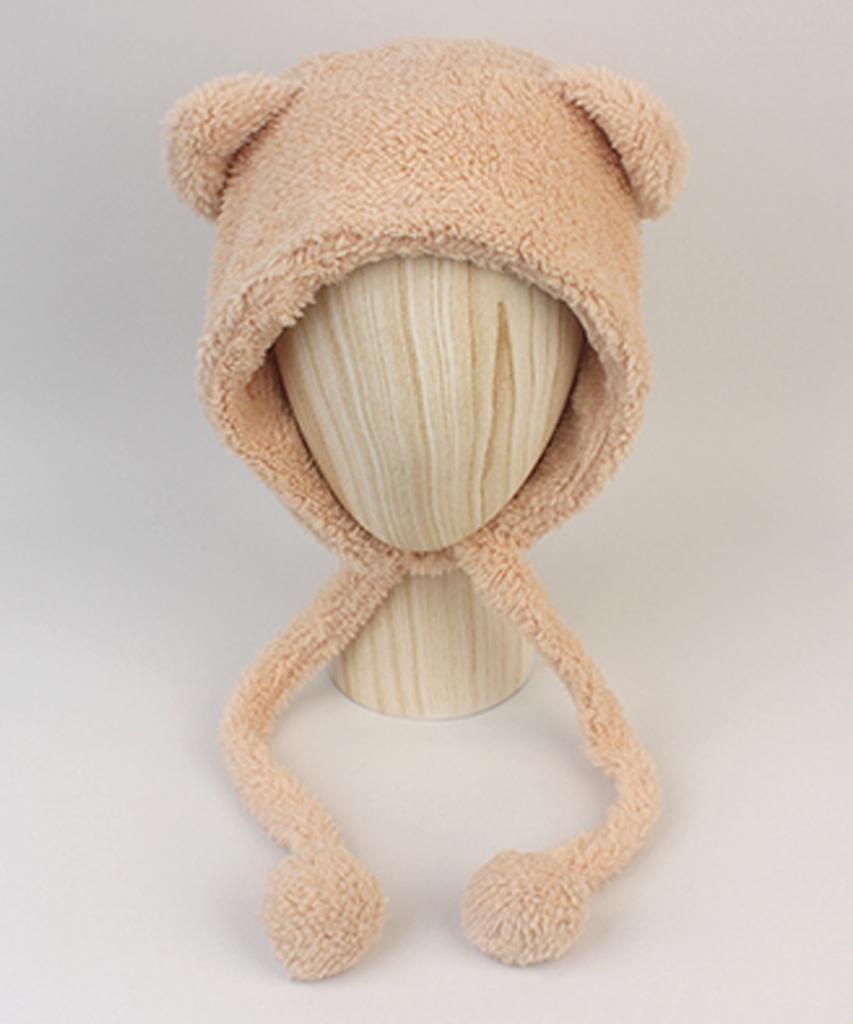 Yunibeosyeolkemiseuteuli Bear Soft Fleece Beige Bonnet Hat